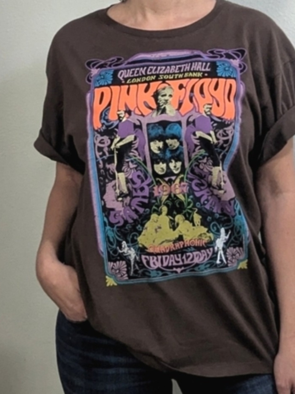 Pink Floyd Graphic Band Tee Grunge 70's Neon Print UNISEX